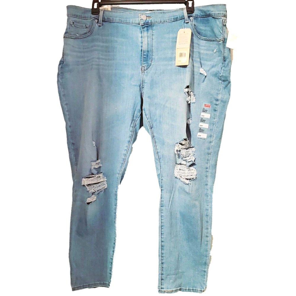 Levi's Skinny Jeans 711 Skinny Light Wash Denim Distressed 26W